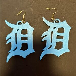 DETROIT CITY D LIONS Blue Letter Earrings